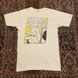 VTG RARE 80s Roy Lichtenstein Flying Fish LA Pop Art Moon T Shirt M‎ USA SS